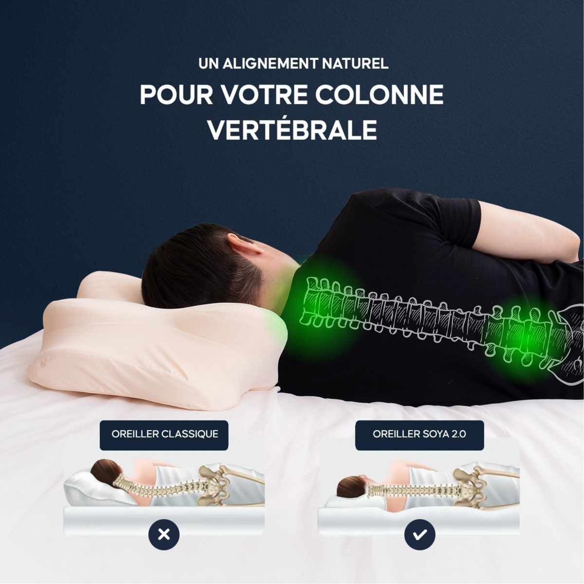 Oreiller Orthopédique - Garantie 90 jours